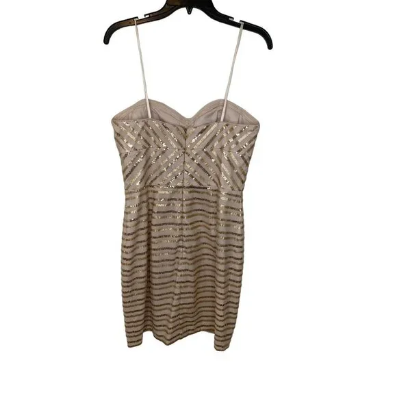 CACHE WOMEN'S STRAPLESS GOLD SEQUIN COCKTAIL DRESS SZ 8 - Picture 3 of 6